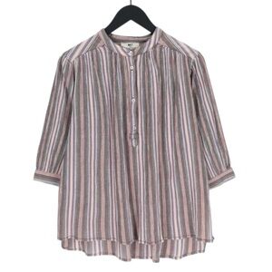 MKT Studio striped gauzy short puff sleeve button down tunic excellent condition